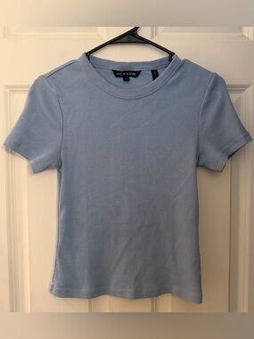 Veronica Beard Stretch Pima Cotton Baby Tee in Pale Blue, Small
